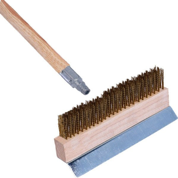 OV.BRUSH.4010 Oven Brush/Scraper - Brass Bristles, 10" Scraper