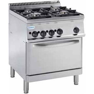 Tecnoinox PF70V7 Medium Duty 4 Burner Range with Electric Fan Oven