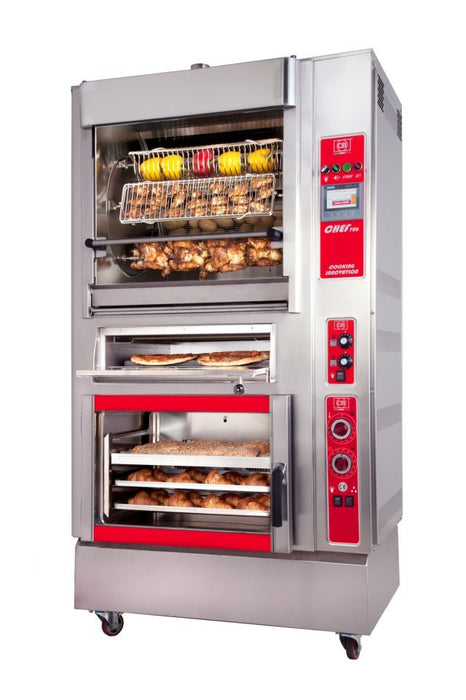 CB Chef Cooking Block Chef505+Fce+4 Pizza - Infrared Rotisserie, with Pizza Oven & 5 Tray Convection Oven