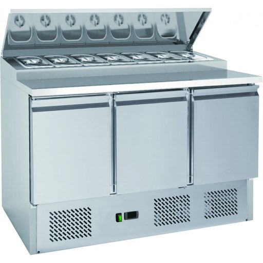 Chefs Range SP313 - 3 Door Prep Counter - 7 X 1/3Gn Containers