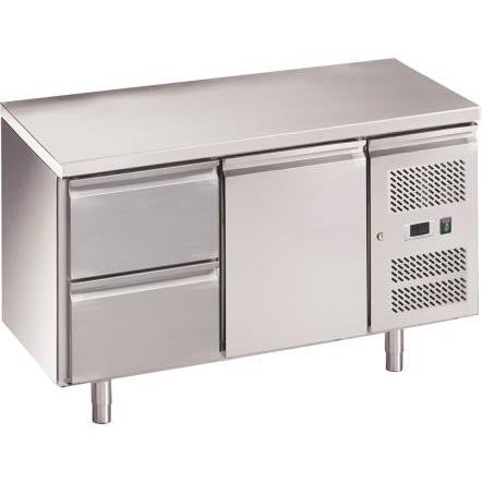 Chefs Range RC2H2D 2 Door Fridge Counter with Castors + 1 Bank of 2 Drawers