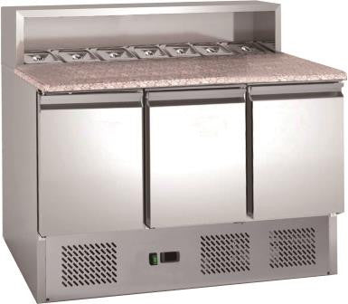 Chefs Range PSH903 - 3 Door Pizza Prep Counter with Granite Top