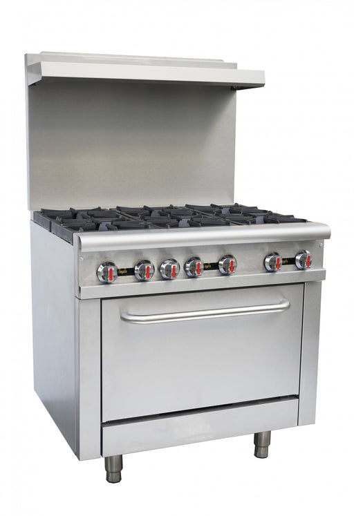 Chefs Range RGR36 - 6 Burner Range with Backsplash & Shelf