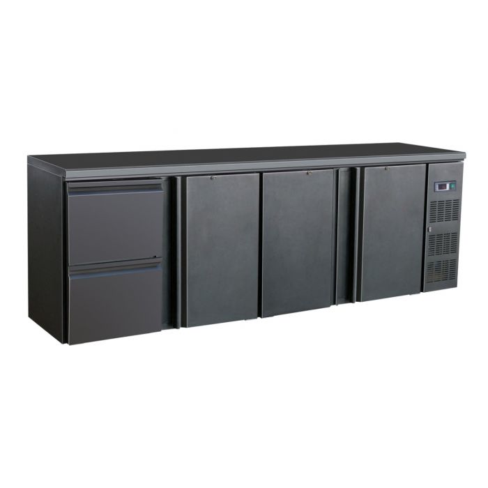 Combisteel BARCOOLER BLACK 3 DOORS AND 2 DRAWERS