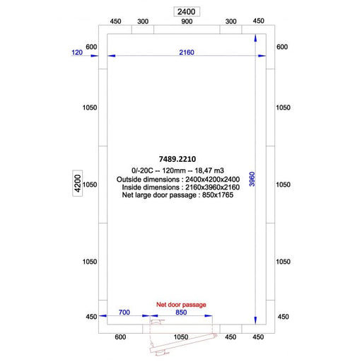 Combisteel COLD AND FREEZER ROOM 2400x4200x2400 - 120 MM