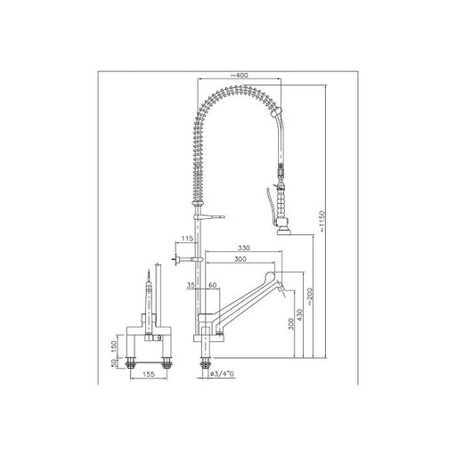 Combisteel PRE RINSE UNIT ELBOW COMMAND WITH 2-HOLES