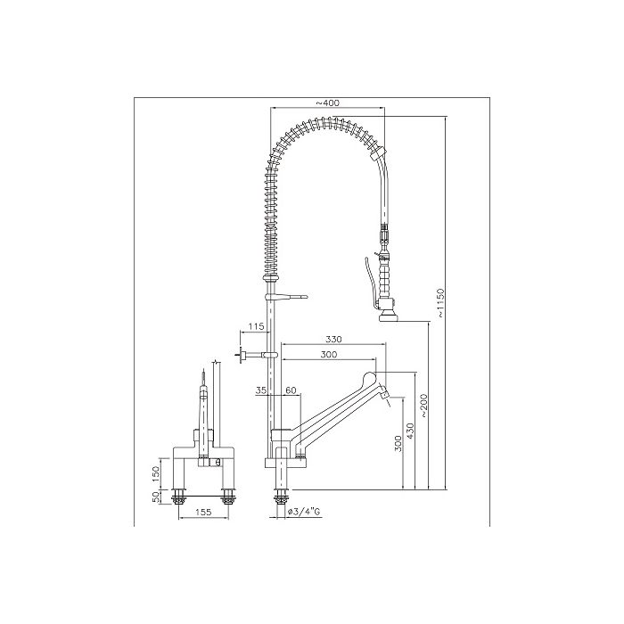 Combisteel PRE RINSE UNIT ELBOW COMMAND WITH 2-HOLES