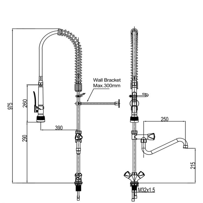 Combisteel PRE RINSE UNIT WITH 1-HOLE