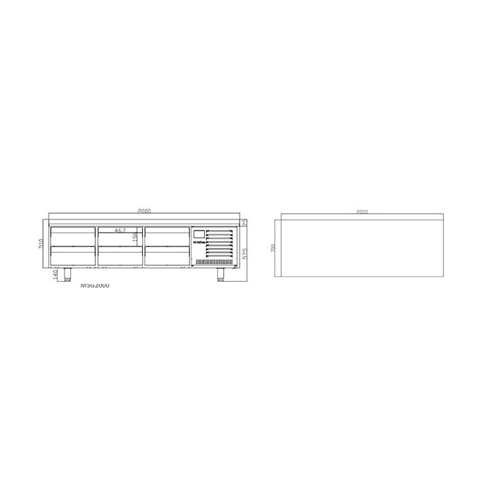 Infrico 6 Drawer Low Height Gastronorm Snack Table 265L MSG2000