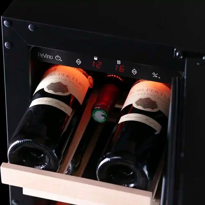 Pevino Majestic 17 bottles - 2 zones - Black glass front